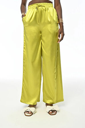 KADIN RAHAT KALIP DÜZ SATEN PANTOLON