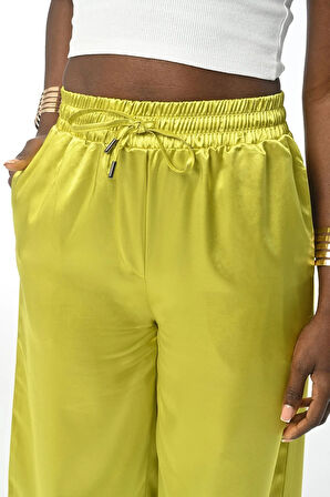 KADIN RAHAT KALIP DÜZ SATEN PANTOLON