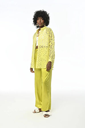 KADIN RAHAT KALIP DÜZ SATEN PANTOLON