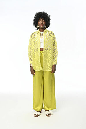 KADIN RAHAT KALIP DÜZ SATEN PANTOLON