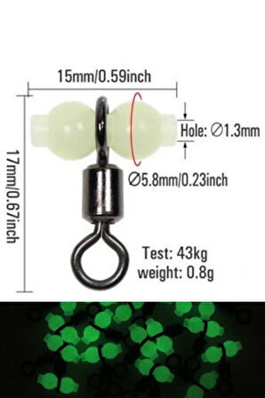 Eagenset Fosforlu Glow Boncuklu Gezer Fırdöndü 15x17mm 5 Adet