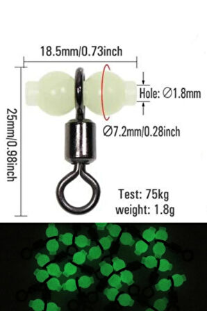 Eagenset Fosforlu Glow Boncuklu Gezer Fırdöndü 18,5x25mm 5 Adet