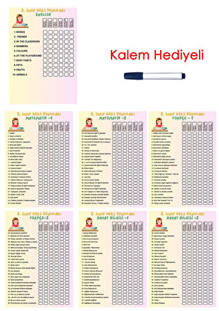 İlkokul 2.Sınıf Ders Takip Programı - Kalem Hediyeli (Kız)