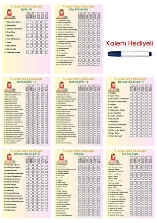 İlkokul 4.Sınıf Ders Takip Programı - Kalem Hediyeli (Kız)