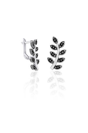 Gümüş Markazit Set Yaprak Modeli Gümüş Üçlü Set 925 Ayar ST128