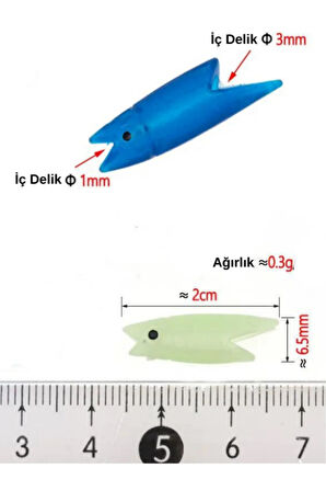 Eagenset Silikon Balık Kafası Mavi Yapay Yem Olta Takımı, Çapari, Jig, Yapım Malzemesi 3 cm 5 Adet