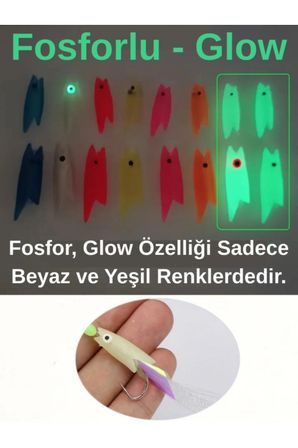 ea genset Silikon Balık Kafası Glow Fosforlu Yeşil Yapay Yem Olta Takımı, Çapari, Jig, Yapım Malzemesi 3 cm 5 Adet