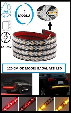 Bagaj Altı Kayar Led 120 CM Bagaj Ledi 5 Modlu Dönüş Fren Sinyalli Esnek Led Ok Model 