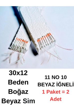 ea genset Çapari İstavrit Çaparisi 30x12 Beden, Beyaz Sim, 11 No Beyaz İğne, 10 İğneli Çapari, 2li Paket