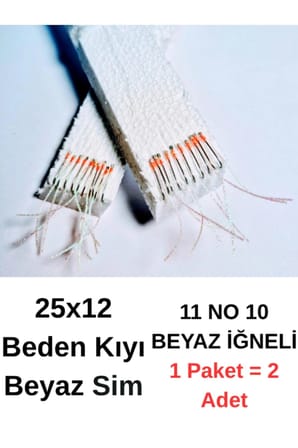 ea genset Çapari İstavrit Çaparisi 25x12 Beden, Beyaz Sim, 11 No Beyaz İğne, 10 İğneli Çapari, 2li Paket