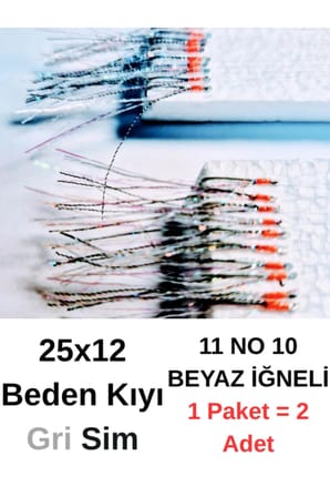 ea genset Çapari İstavrit Çaparisi, 25x12 Beden, Gri Sim, 11 No Beyaz İğne, 10 İğneli Çapari, 2li Paket