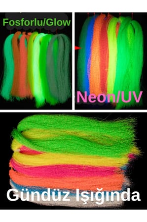 ea genset Mavi Fosforlu, Karanlıkta Parlayan, Glow / Luminous in The Dark, Ultraviyole (UV) Neon Işıkta Parlayan Poşet Çapari Simi Jig Yapım Malzemesi
