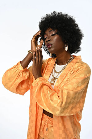 KADIN OVERSIZE KALIP KARELİ JAKARLI KİMONO