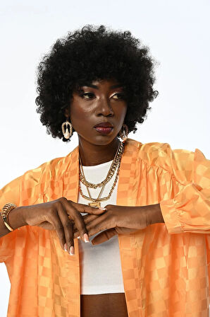 KADIN OVERSIZE KALIP KARELİ JAKARLI KİMONO