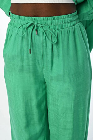 KADIN RAHAT KALIP BOL PAÇA YEŞİL PANTOLON