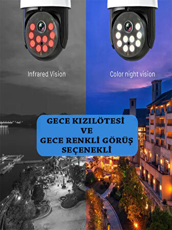 3MP WİFİ KABLOSUZ GÜVENLİK KAMERASI HAREKETLİ SESLİ GECE RENKLİ