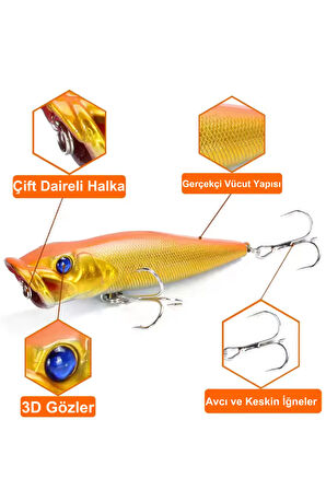 Eagenset Popper Yapay Yem 9 cm – 12 gram Maket Balık, Suni Yem, 1 Adet Model:3