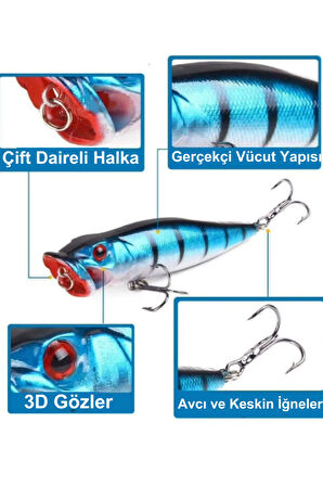 Eagenset Popper Yapay Yem 9 cm – 12 gram Maket Balık, Suni Yem, 1 Adet Model:4