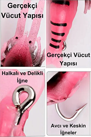 Eagenset Silikon Mini Karides Yapay Yem Pembe 4 cm 5 Adet