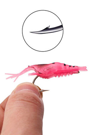 Eagenset Silikon Mini Karides Yapay Yem Pembe 4 cm 5 Adet