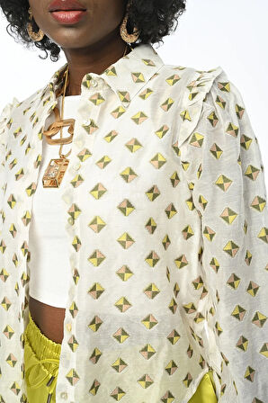 KADIN GEOMETRİK DESENLİ GÖMLEK