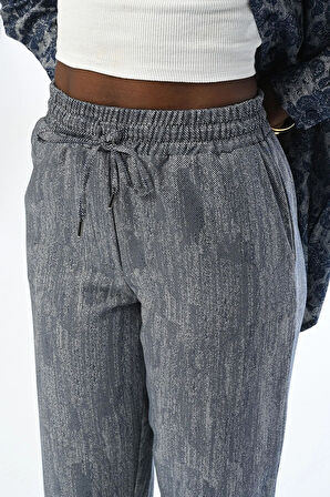 KADIN LACİVERT RAHAT KALIP  PANTOLON