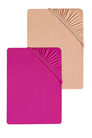 2 Adet Düz Pamuklu Tek Kişilik 120 x 200 x 30 cm Lastikli Penye Çarşaf