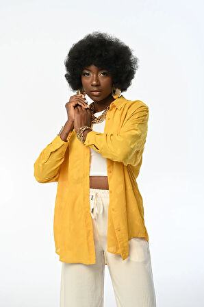 KADIN OVERSIZE DESENLİ ŞİFON İNCE GÖMLEK