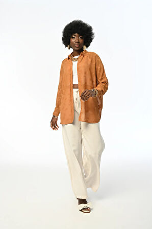 KADIN OVERSIZE DESENLİ ŞİFON İNCE GÖMLEK