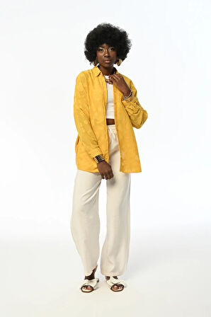 KADIN OVERSIZE DESENLİ ŞİFON İNCE GÖMLEK