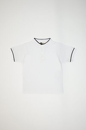 Çocuk Düğme Detaylı Hakim Yaka Tişört