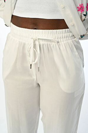 KADIN RAHAT KALIP EKRU PANTOLON