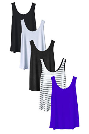 5 Adet Pamuklu Kalın Askılı Atlet Tişört