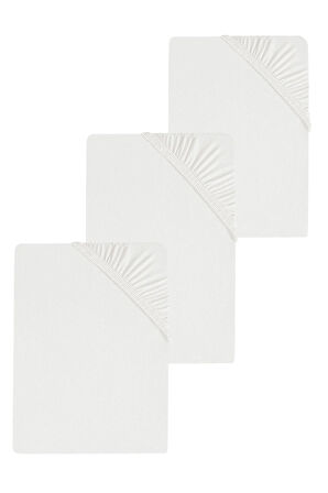 3 Adet Battal Boy Düz Pamuklu Çift Kişilik 200 x 200 cm Lastikli Penye Çarşaf