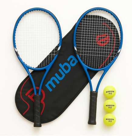 Muba 7li SET 27 İnç Yetişkin Tenis Raketi Seti 2 Raket 2 Çanta 3 Top L2 Grip 68 cm Çok Renkli Tek Ebat