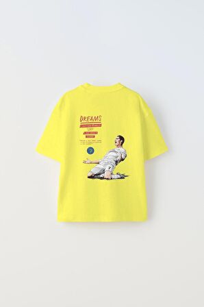 Bring Your Game Yazılı Futbol Tasarım Baskılı Sarı Çocuk T-shirt