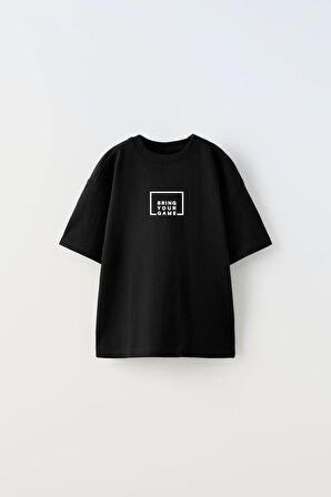 Bring Your Game Yazılı Futbol Tasarım Baskılı Siyah Çocuk T-shirt