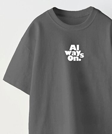 Always On Yazılı Futbol Tasarım Baskılı Füme Çocuk T-shirt