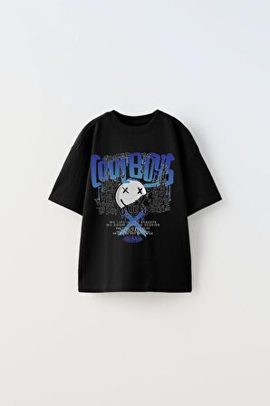 Cool Boys Yazılı Baskılı Siyah Çocuk T-shirt