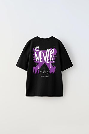 Never Let Me Go Yazılı Baskılı Siyah Çocuk T-shirt