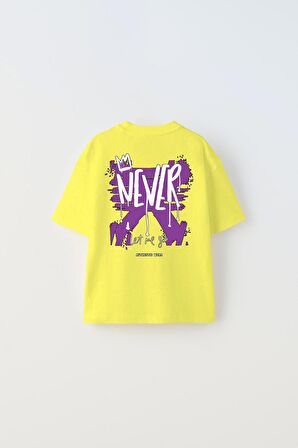 Never Let Me Go Yazılı Baskılı Sarı Çocuk T-shirt