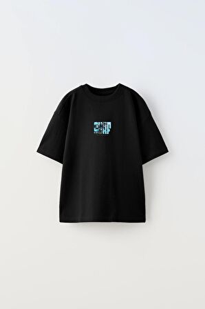 Surf California Yazılı Baskılı Siyah Çocuk T-shirt