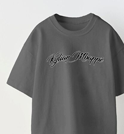 Euro 2024'ün Genç Yıldızları Kylian Mbappe Baskılı Füme Çocuk T-shirt