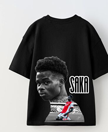Euro 2024'ün Genç Yıldızları Saka Baskılı Siyah Çocuk T-shirt