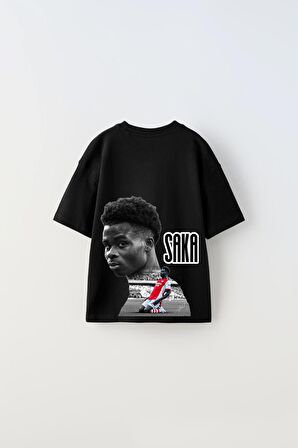 Euro 2024'ün Genç Yıldızları Saka Baskılı Siyah Çocuk T-shirt