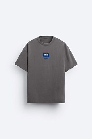 Classıc Aesthetic Yazı Baskılı Füme Erkek T-shirt