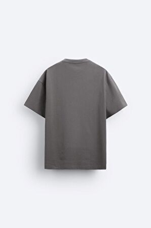 Classıc Aesthetic Yazı Baskılı Füme Erkek T-shirt