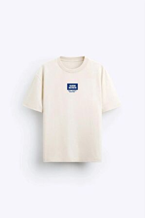 Classıc Aesthetic Yazı Baskılı Bej Erkek T-shirt