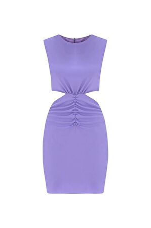 Lila Cut Out Kadın Mini Elbise