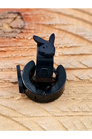 316 L Çelik Siyah Renk Unisex Figürlü  Küpe